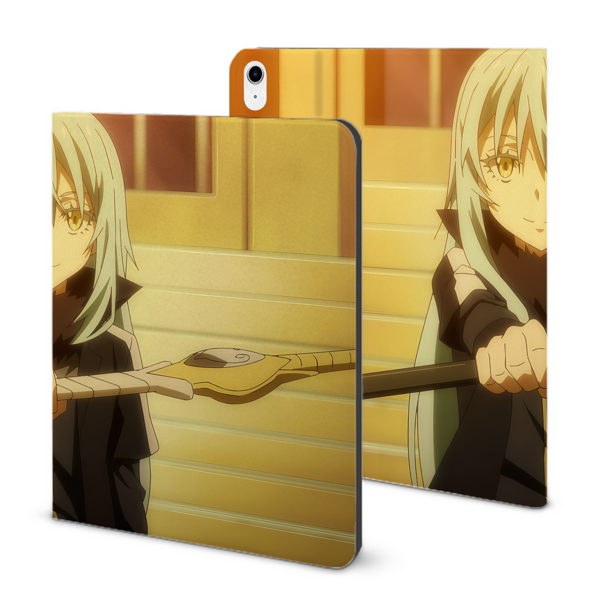 （画像用） 転スラ Regarding Reincarnated to Slime IPad ケース ブック型 PUレザー TPU 耐衝撃 軽量 薄型 ペン収納なし 全面保護 IPad 各モデル対応